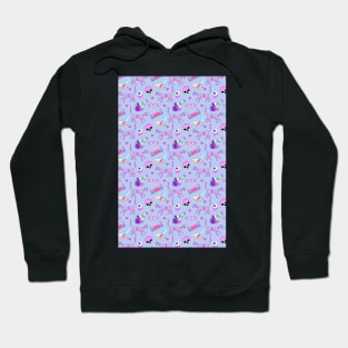 Pastel Goth Occult Pagan Pattern cat blue Hoodie